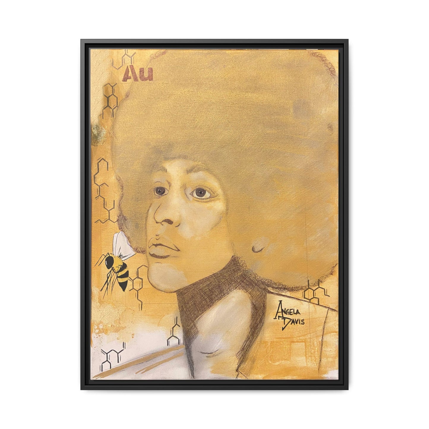 Angela Davis- Gold "Au" Series Framed Matte Canvas Art