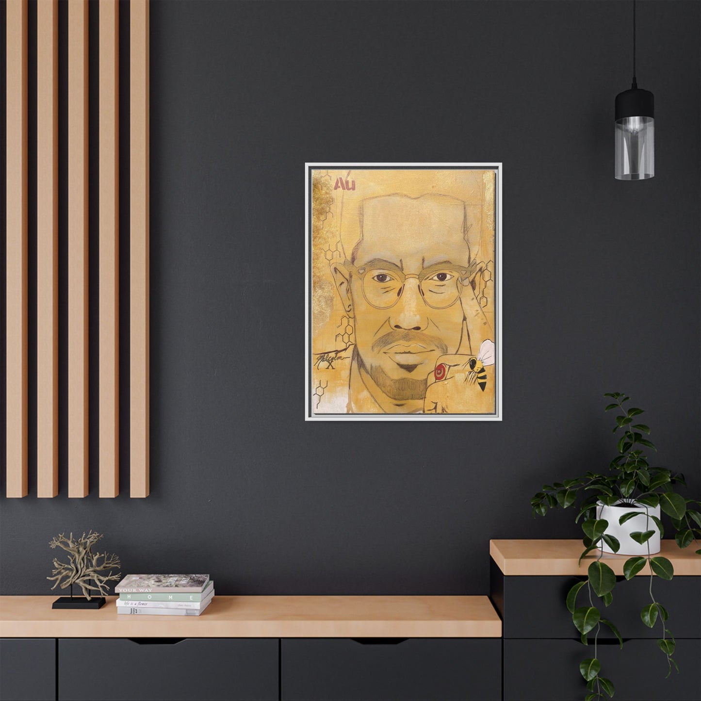 Malcolm X- Gold "Au" Series Framed Art Print Multi-Color