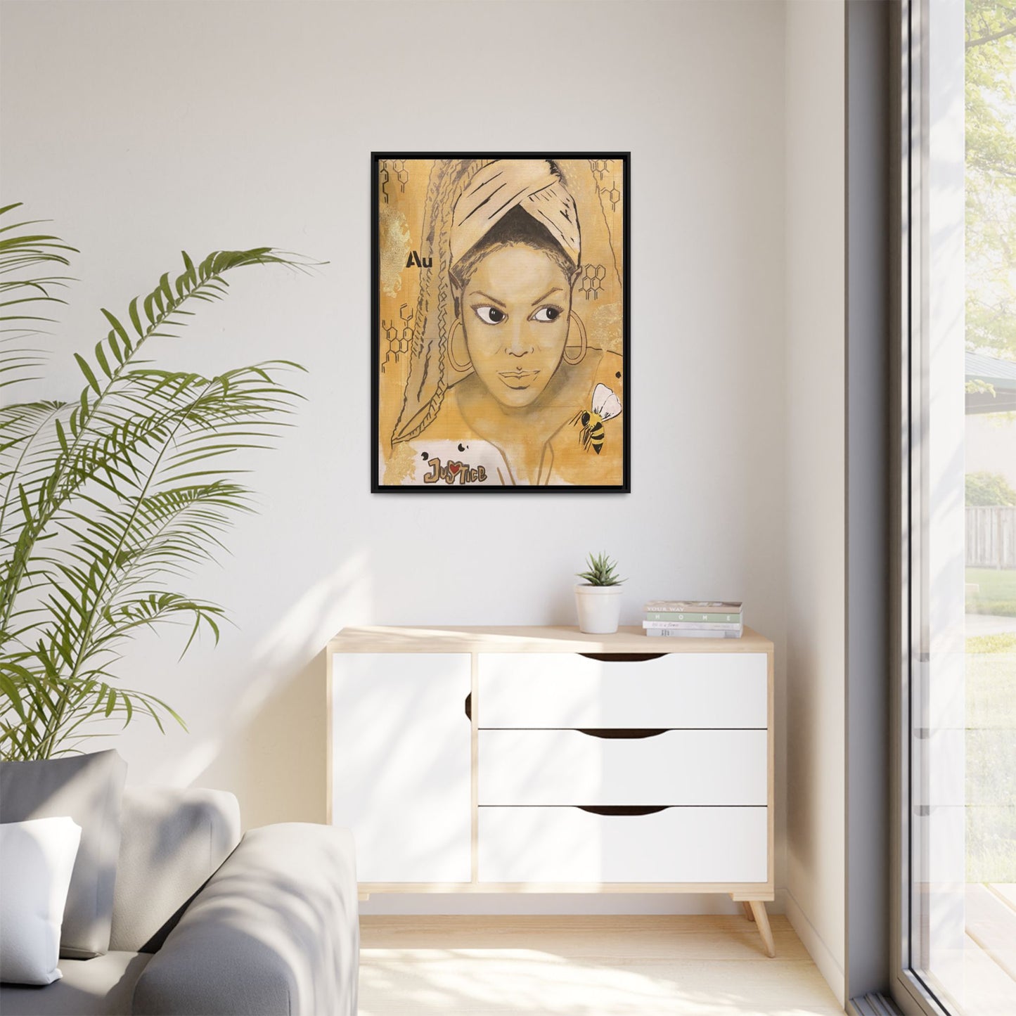 Janet Jackson- Gold "Au" Series Framed Multi-Color Matte Canvas Art -