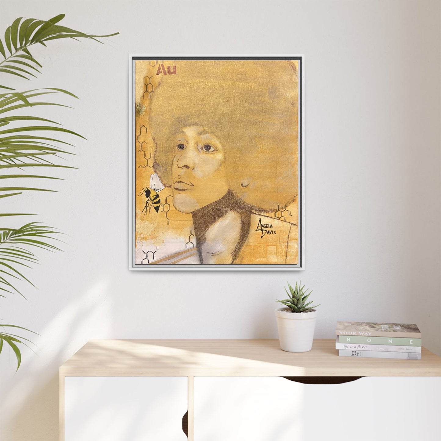 Angela Davis- Gold "Au" Series Framed Matte Canvas Art