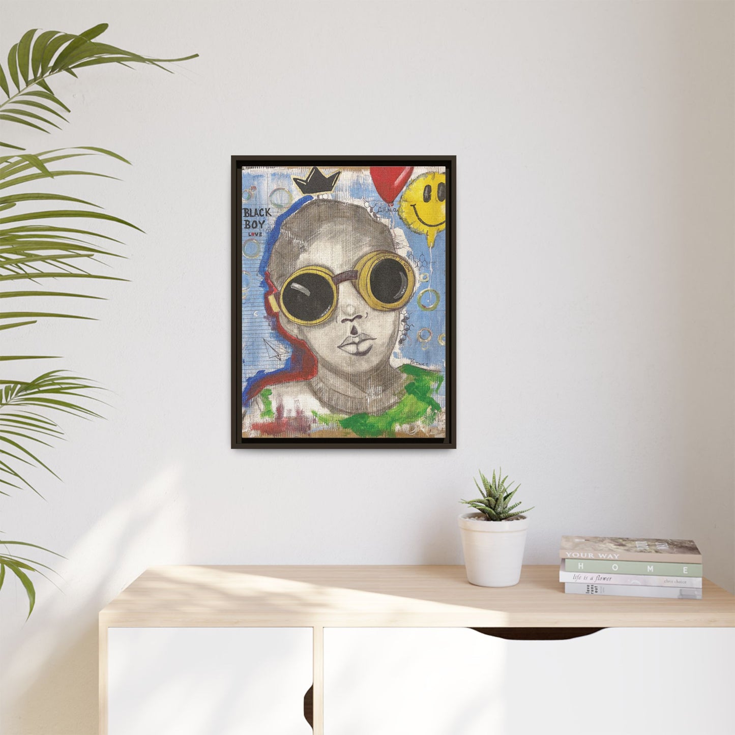 Black Boy Joy "Prince" -Framed Canvas Art Print Multi-Color Wall Decor
