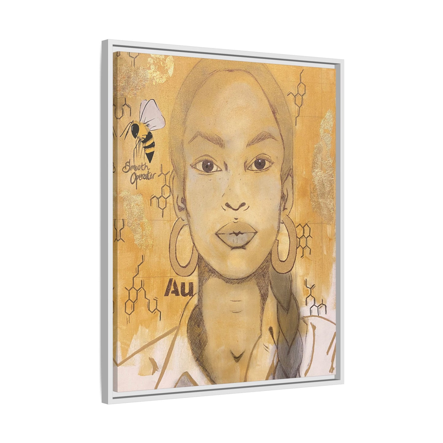 Sade- Gold "Au" Series Framed Canvas Art Multi-Color Wall Decor