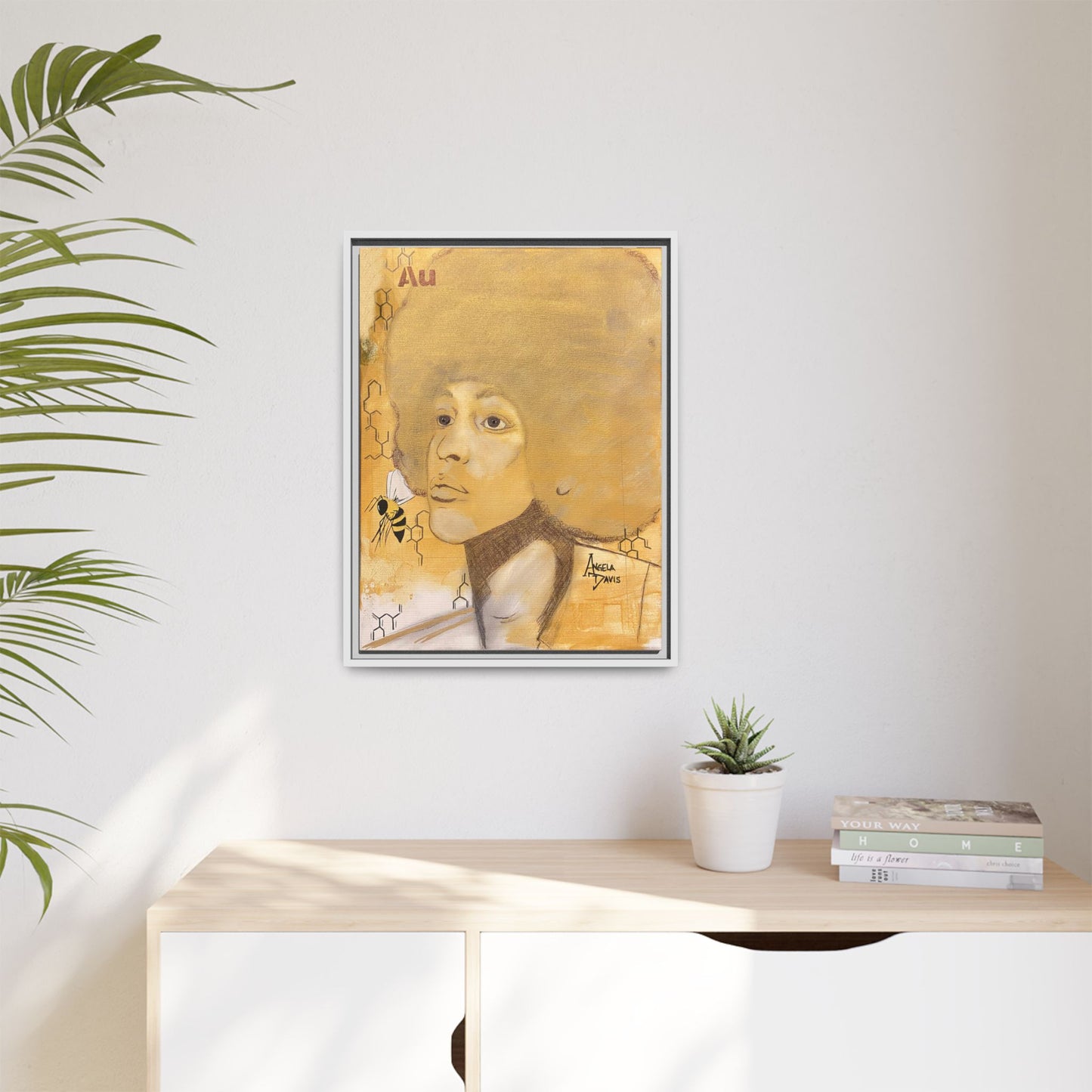 Angela Davis- Gold "Au" Series Framed Matte Canvas Art