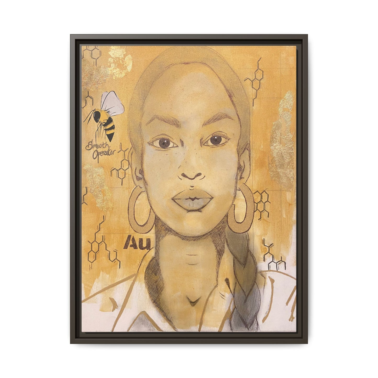 Sade- Gold "Au" Series Framed Canvas Art Multi-Color Wall Decor