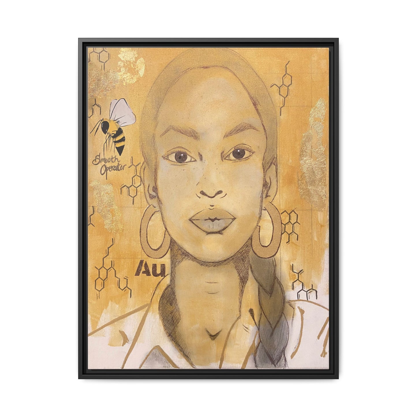 Sade- Gold "Au" Series Framed Canvas Art Multi-Color Wall Decor