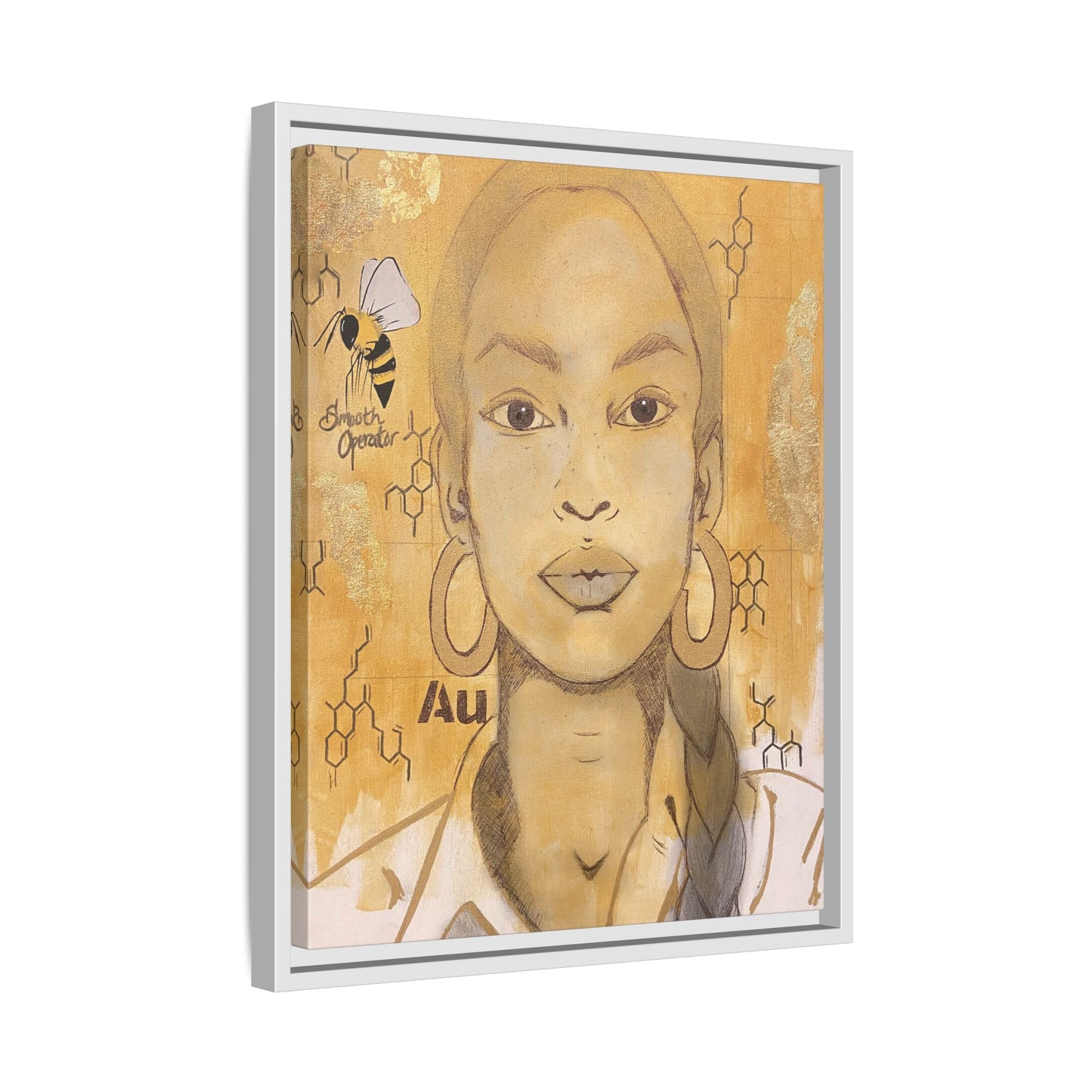 Sade- Gold "Au" Series Framed Canvas Art Multi-Color Wall Decor