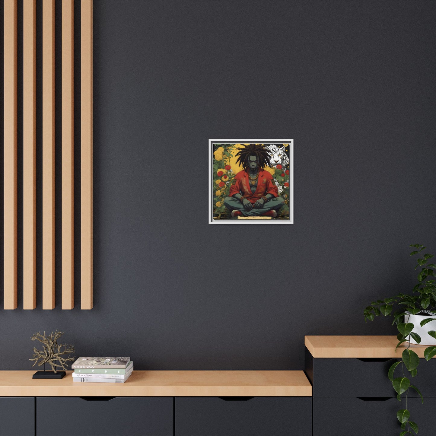 AfroBotRai White Tiger Meditation "Meditation" Canvas Gallery Wraps