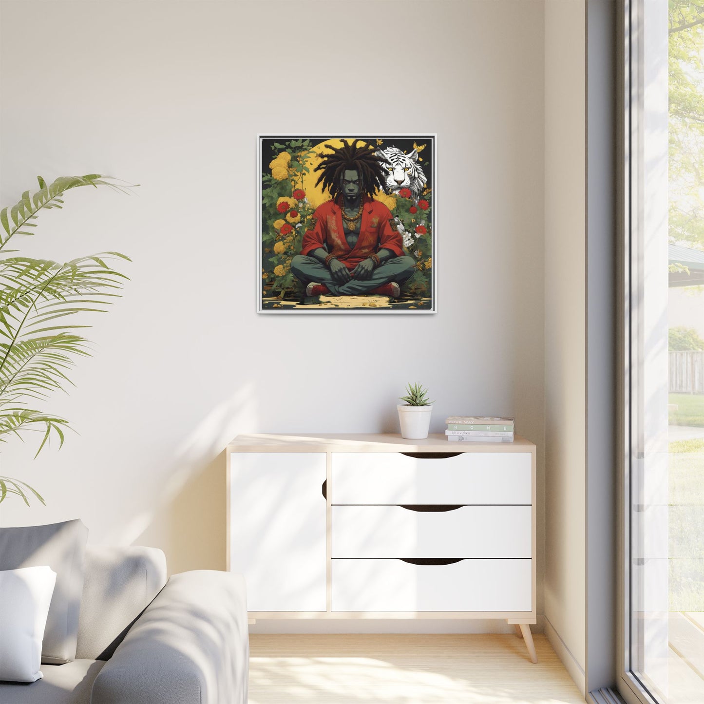 AfroBotRai White Tiger Meditation "Meditation" Canvas Gallery Wraps