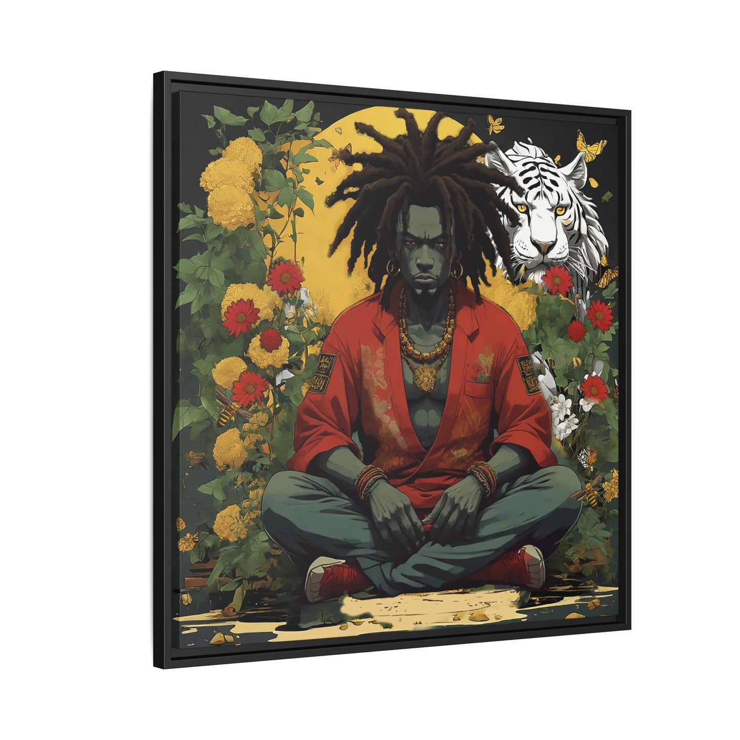 AfroBotRai White Tiger Meditation "Meditation" Canvas Gallery Wraps