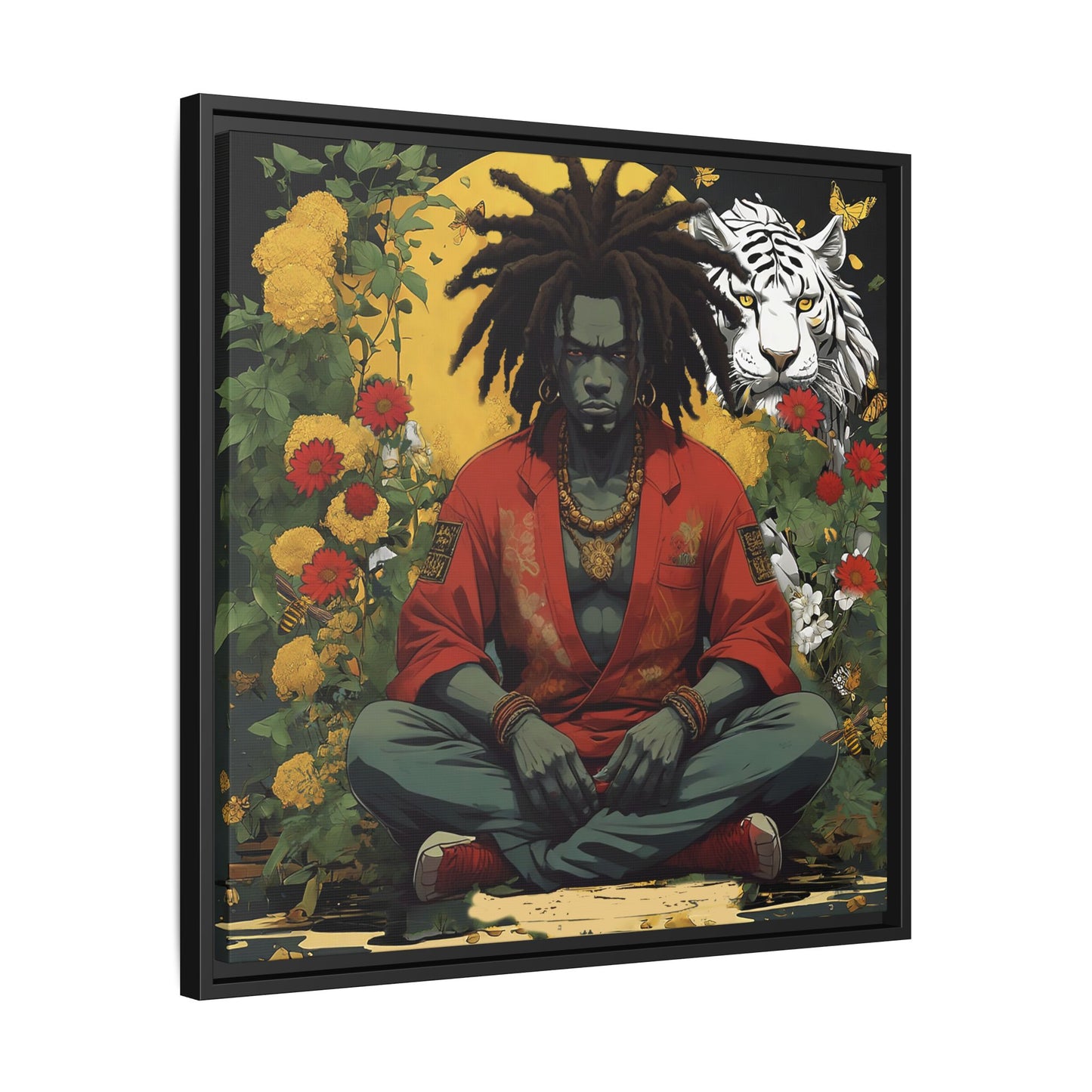 AfroBotRai White Tiger Meditation "Meditation" Canvas Gallery Wraps