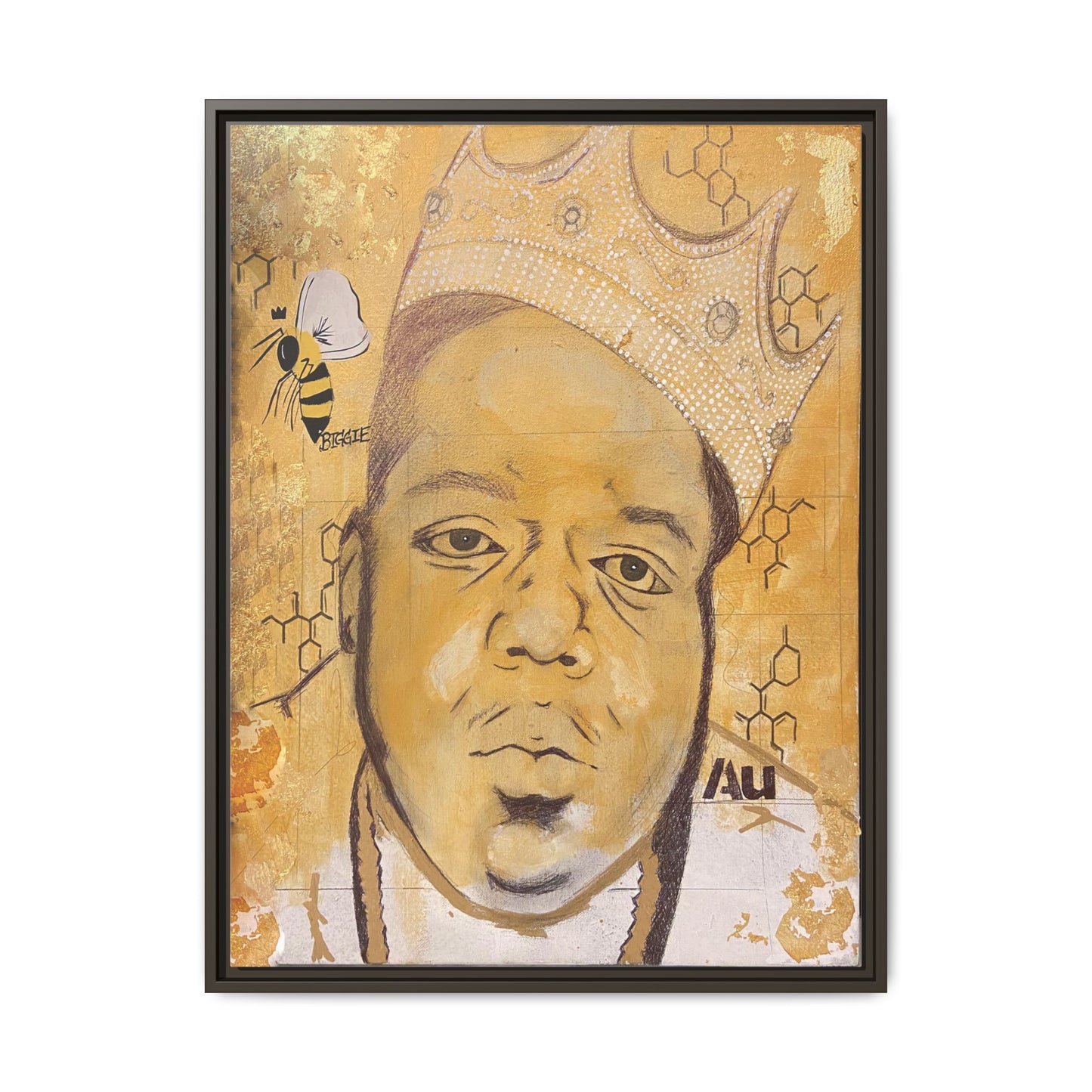 Biggie Smalls - Gold "Au" Series Framed Multi-Color Canvas Art  Hip Hop Culture