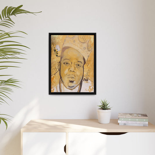 Biggie Smalls - Gold "Au" Series Framed Multi-Color Canvas Art  Hip Hop Culture