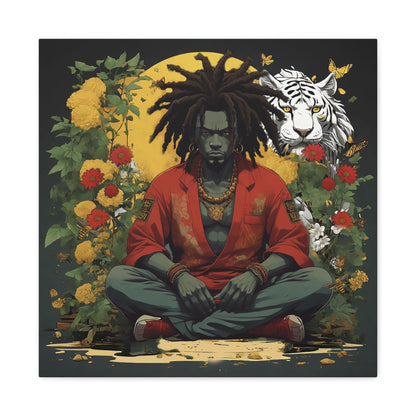 AfroBotRai White Tiger Meditation "Meditation" Canvas Gallery Wraps