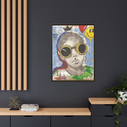 Black Boy Joy "Prince" -Framed Canvas Art Print  Multi-Color Wall Decor