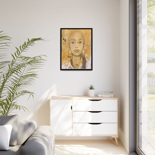 Sade- Gold "Au" Series Framed Canvas Art Multi-Color Wall Decor