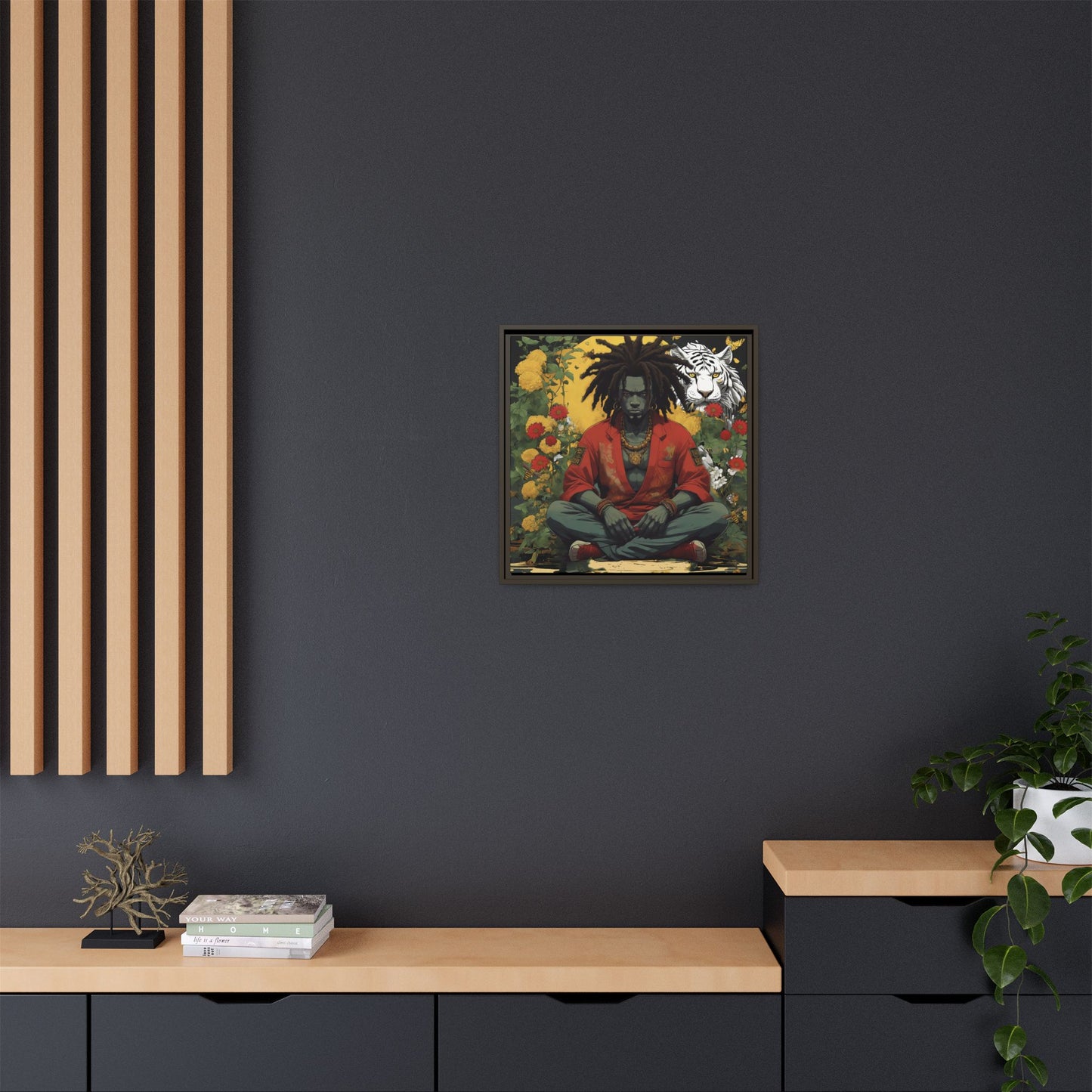 AfroBotRai White Tiger Meditation "Meditation" Canvas Gallery Wraps