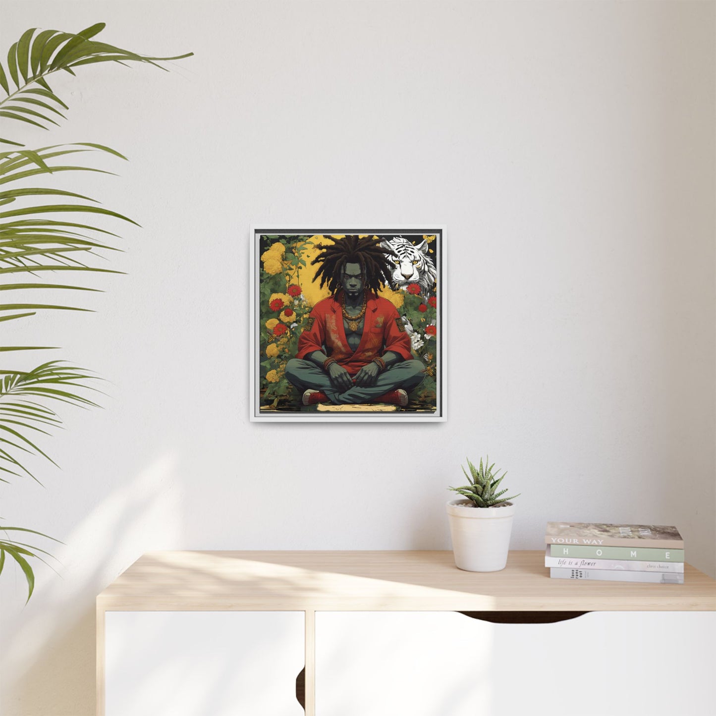 AfroBotRai White Tiger Meditation "Meditation" Canvas Gallery Wraps