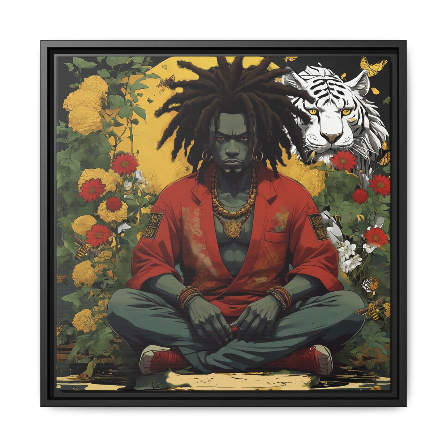 AfroBotRai White Tiger Meditation "Meditation" Canvas Gallery Wraps