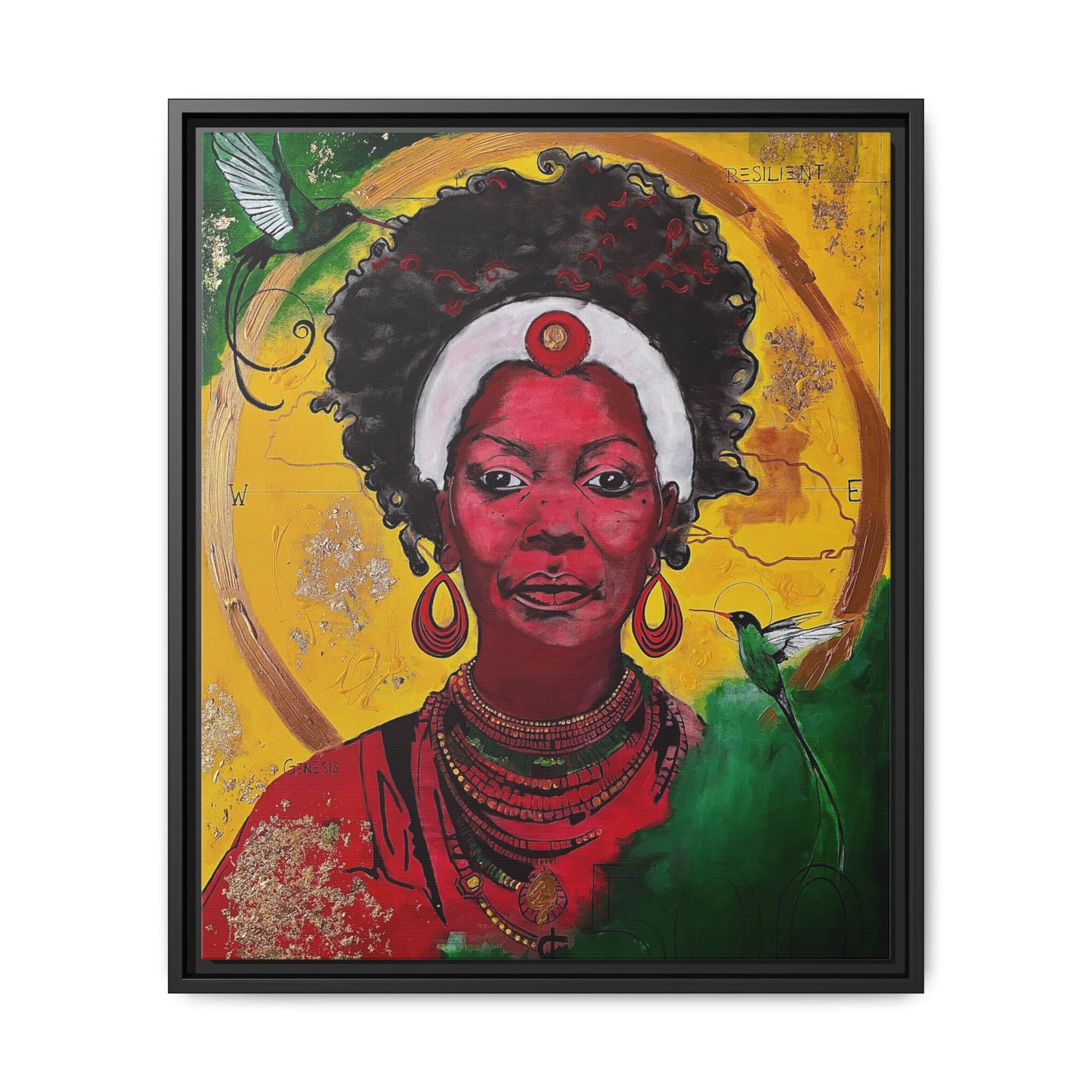 "Love from the Ancestors, meeting in Sun" -Framed Matte Canvas Art