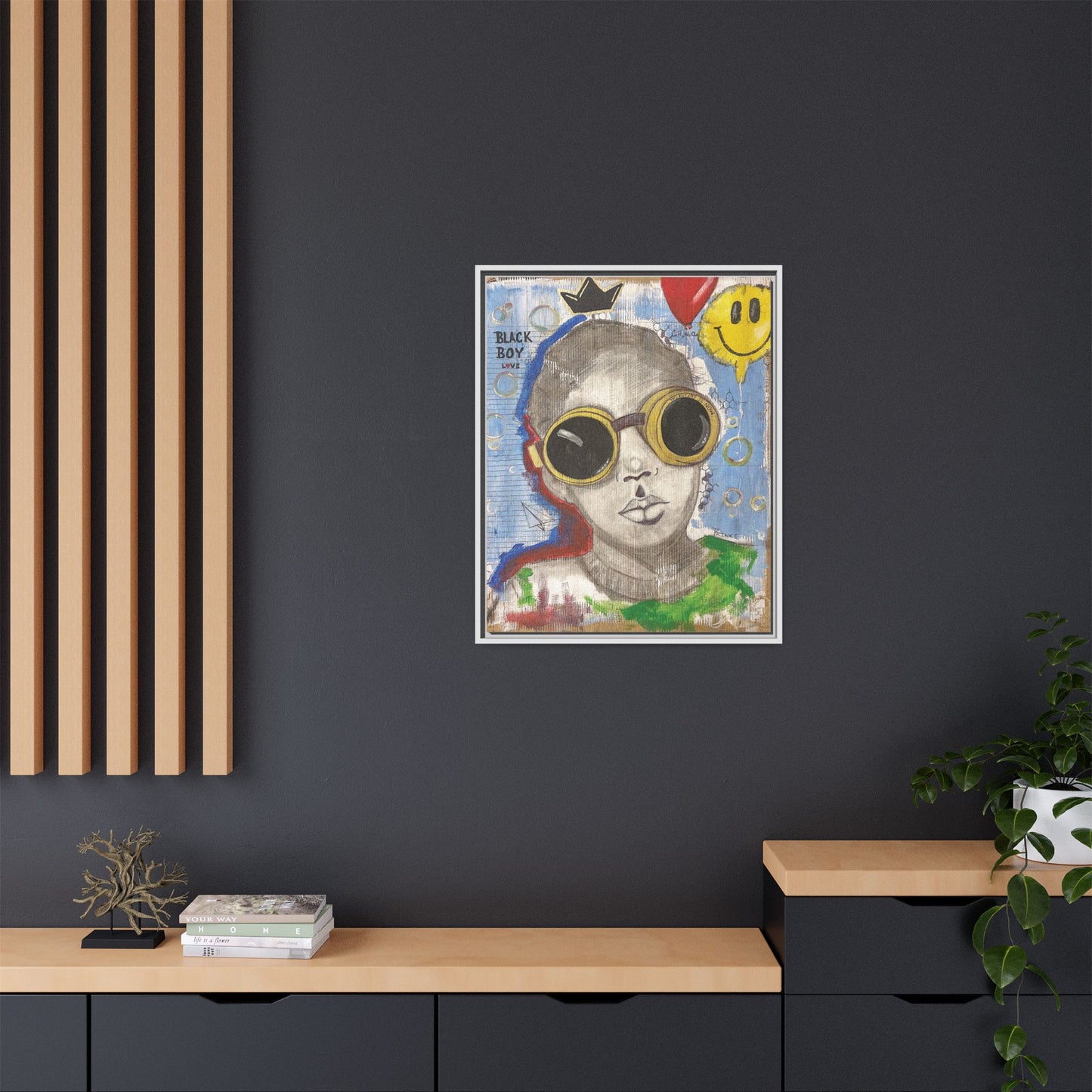 Black Boy Joy "Prince" -Framed Canvas Art Print  Multi-Color Wall Decor