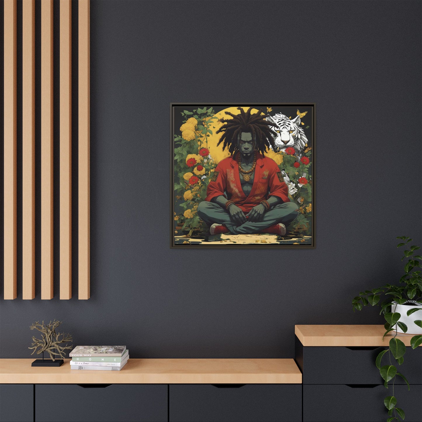 AfroBotRai White Tiger Meditation "Meditation" Canvas Gallery Wraps