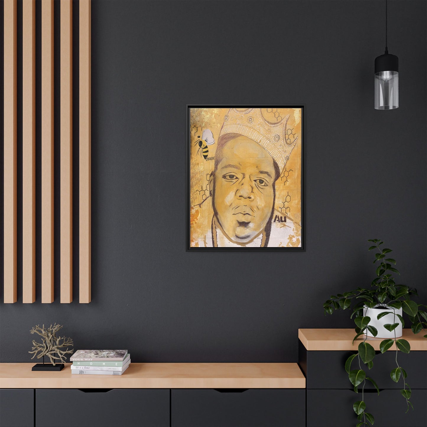Biggie Smalls - Gold "Au" Series Framed Multi-Color Canvas Art  Hip Hop Culture