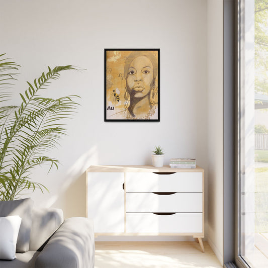 Nina Simone Gold "Au" Series  Framed Canvas Art Portrait