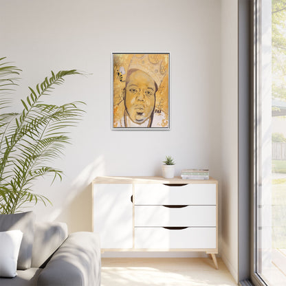 Biggie Smalls - Gold "Au" Series Framed Multi-Color Canvas Art  Hip Hop Culture