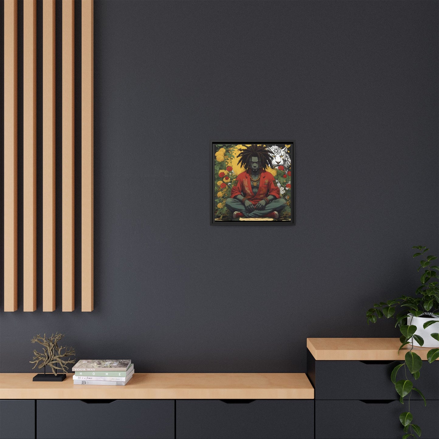 AfroBotRai White Tiger Meditation "Meditation" Canvas Gallery Wraps