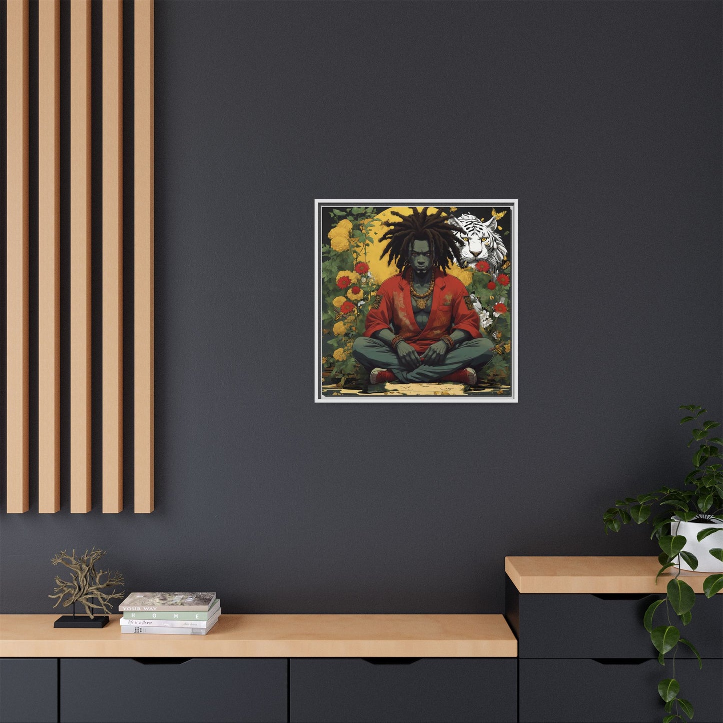 AfroBotRai White Tiger Meditation "Meditation" Canvas Gallery Wraps