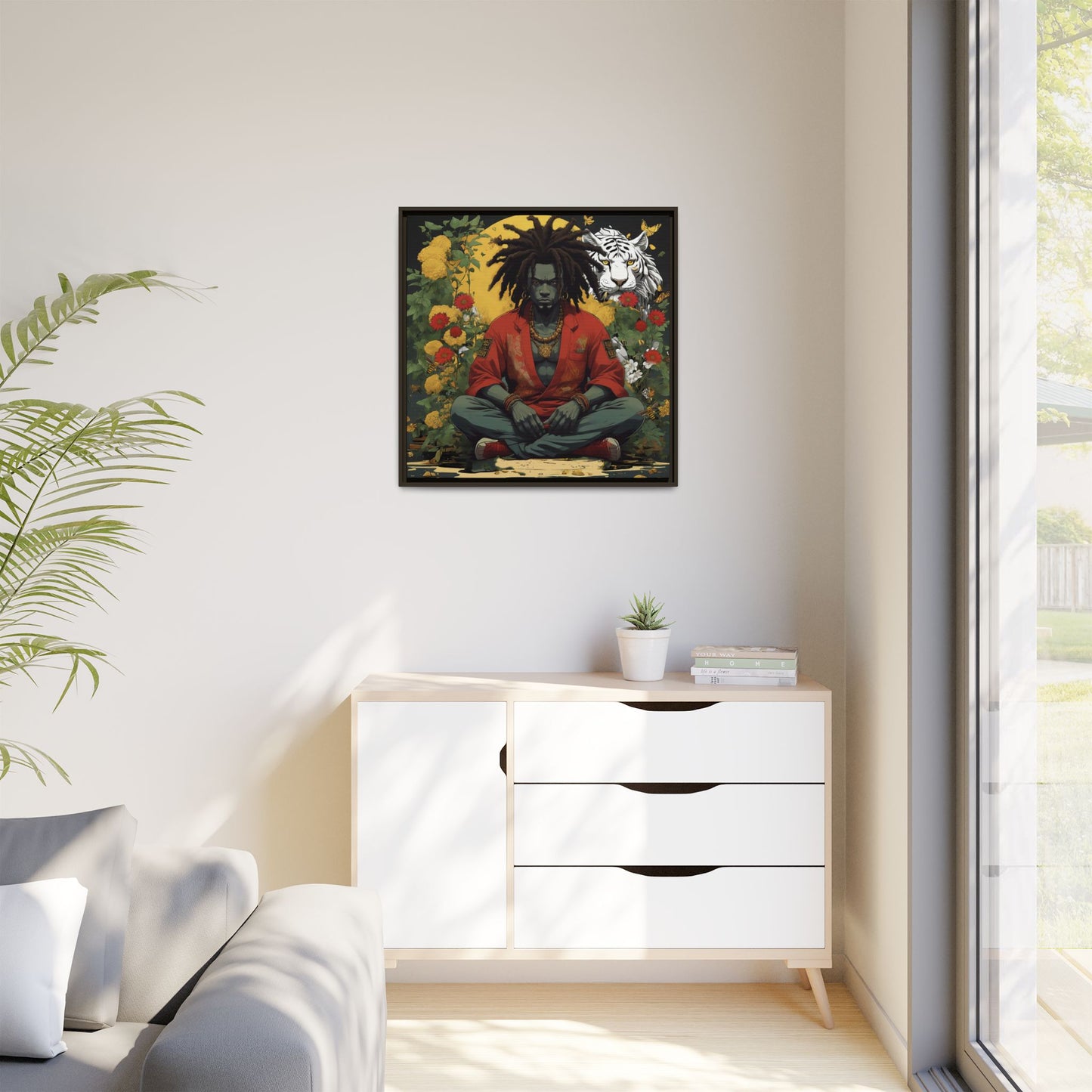 AfroBotRai White Tiger Meditation "Meditation" Canvas Gallery Wraps