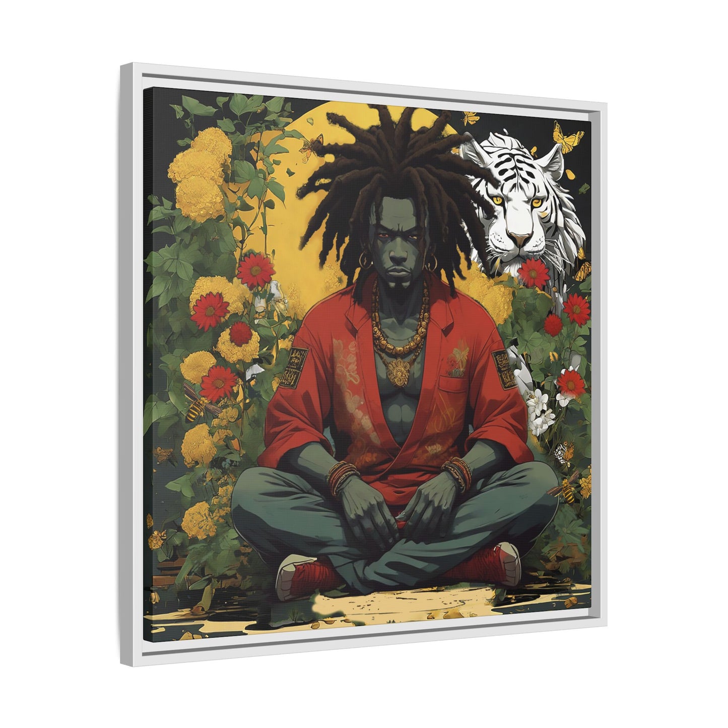 AfroBotRai White Tiger Meditation "Meditation" Canvas Gallery Wraps