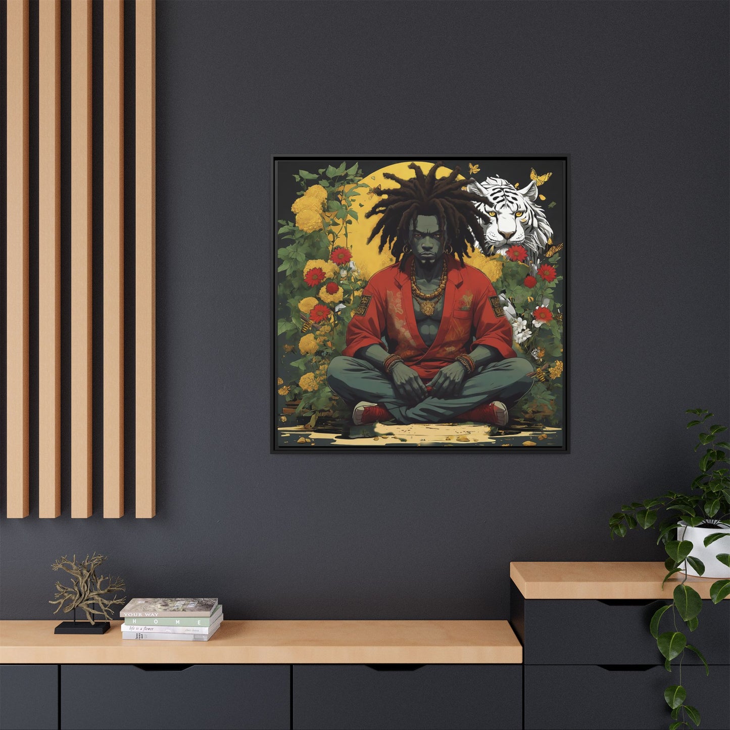 AfroBotRai White Tiger Meditation "Meditation" Canvas Gallery Wraps