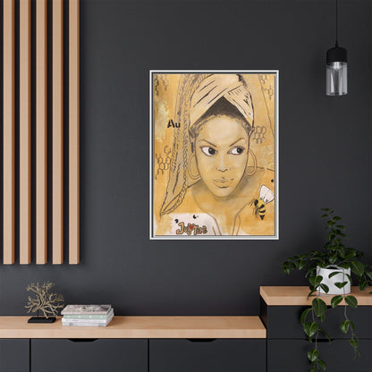 Janet Jackson- Gold "Au" Series Framed Multi-Color Matte Canvas Art -