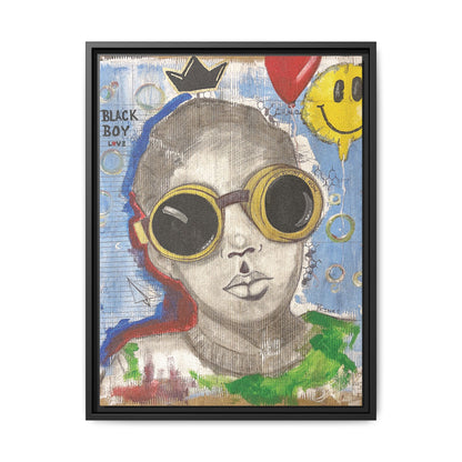 Black Boy Joy "Prince" -Framed Canvas Art Print  Multi-Color Wall Decor