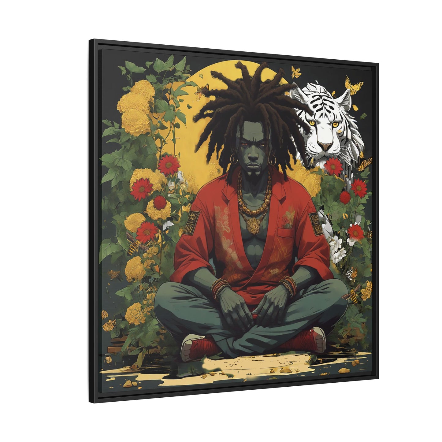 AfroBotRai White Tiger Meditation "Meditation" Canvas Gallery Wraps