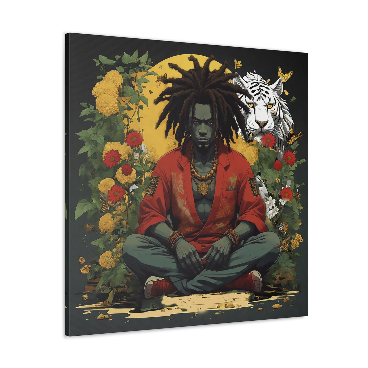 AfroBotRai White Tiger Meditation "Meditation" Canvas Gallery Wraps