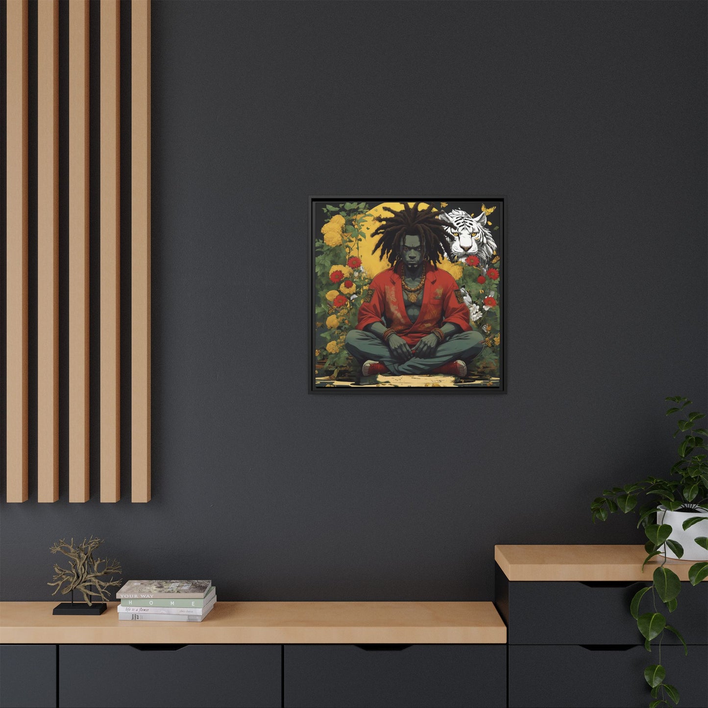 AfroBotRai White Tiger Meditation "Meditation" Canvas Gallery Wraps