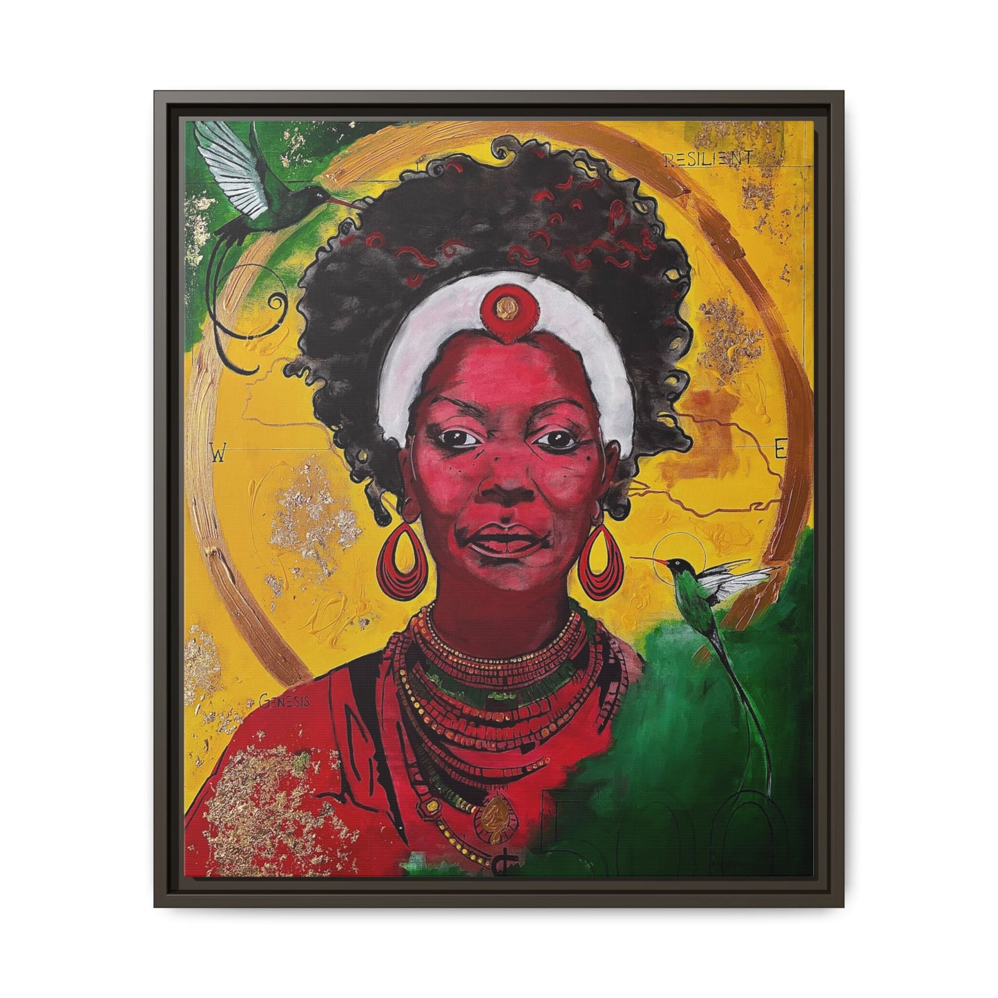 "Love from the Ancestors, meeting in Sun" -Framed Matte Canvas Art
