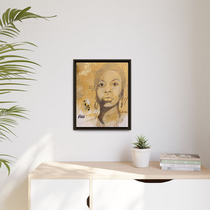 Nina Simone Gold "Au" Series  Framed Canvas Art Portrait