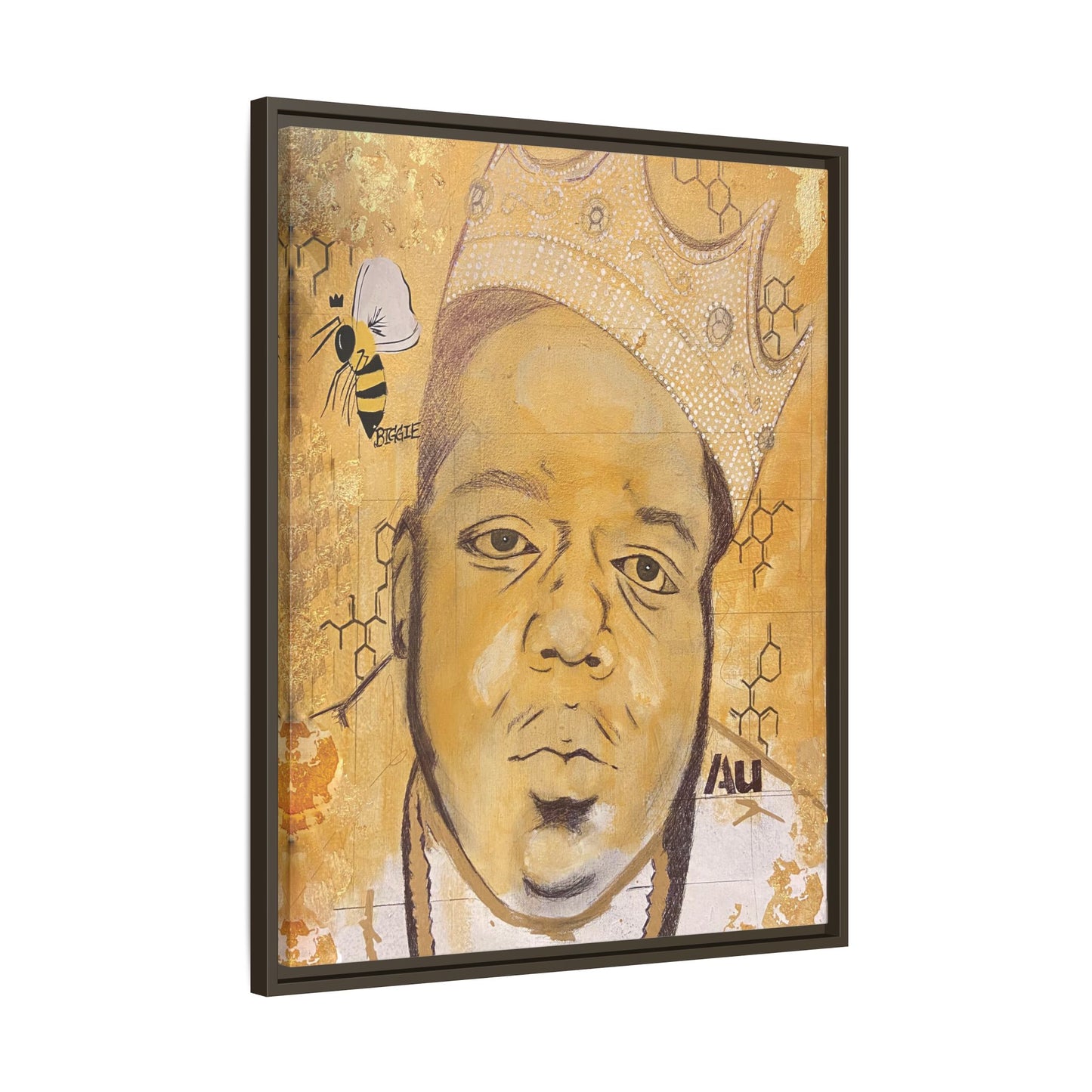 Biggie Smalls - Gold "Au" Series Framed Multi-Color Canvas Art  Hip Hop Culture