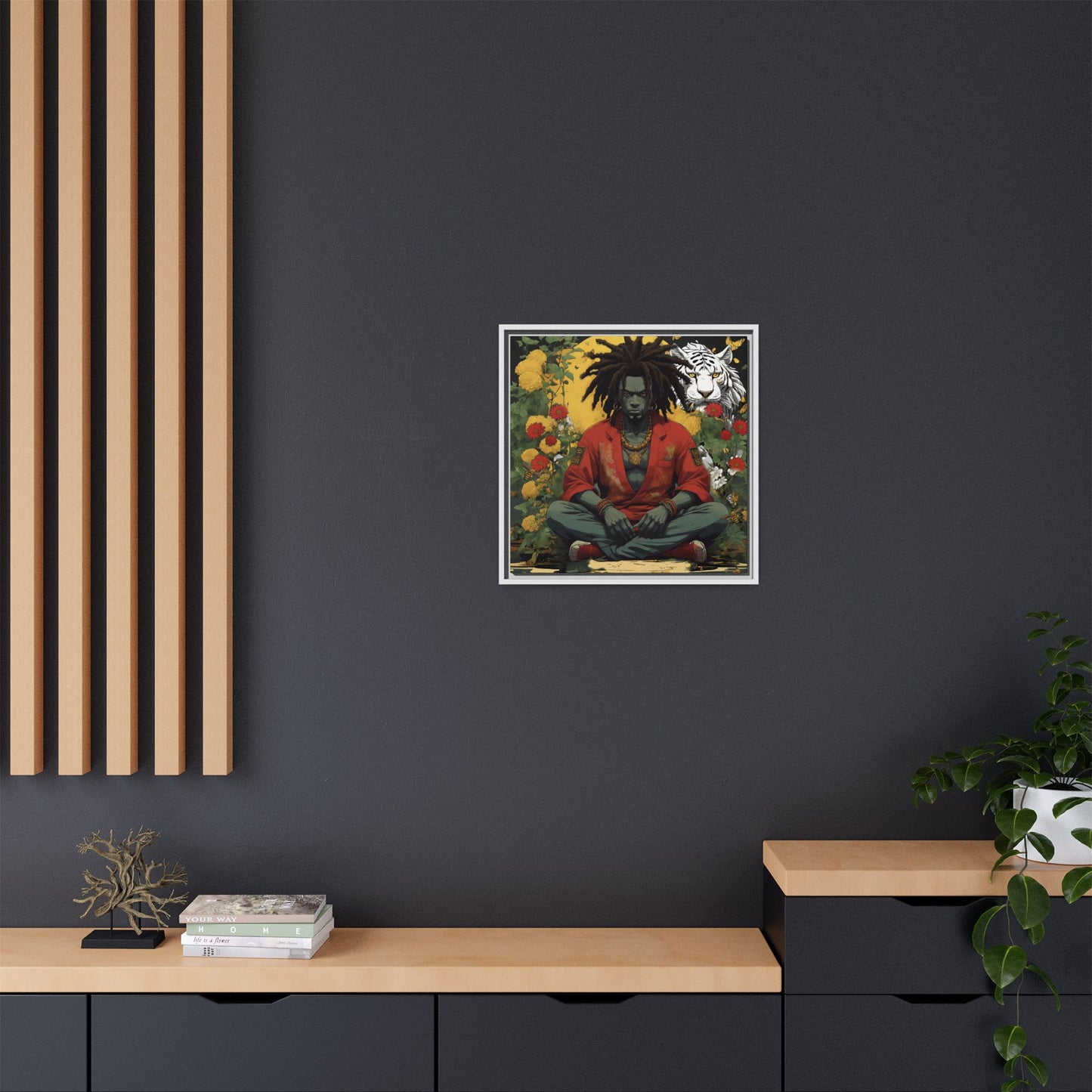 AfroBotRai White Tiger Meditation "Meditation" Canvas Gallery Wraps