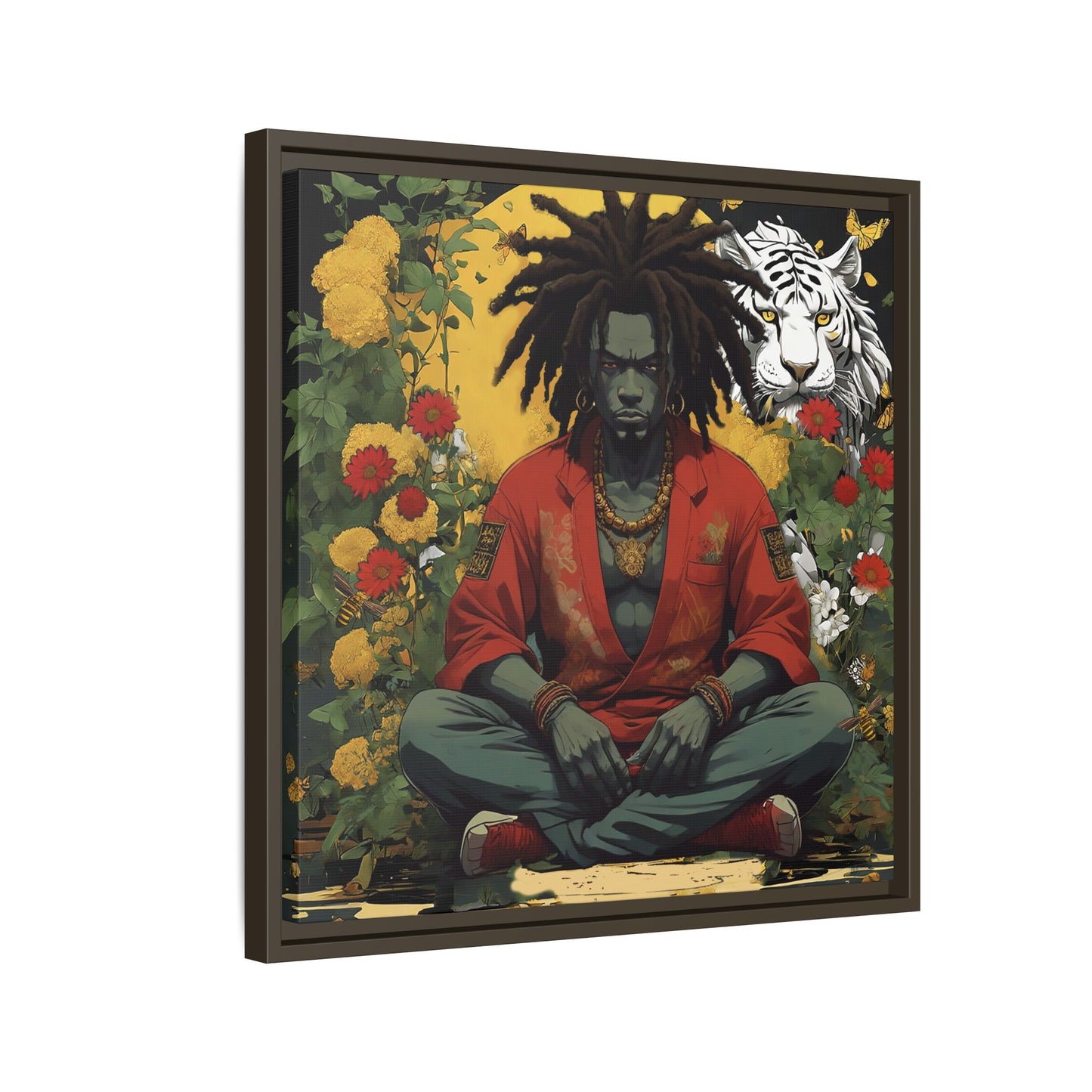 AfroBotRai White Tiger Meditation "Meditation" Canvas Gallery Wraps