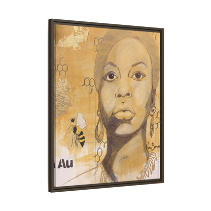 Nina Simone Gold "Au" Series  Framed Canvas Art Portrait