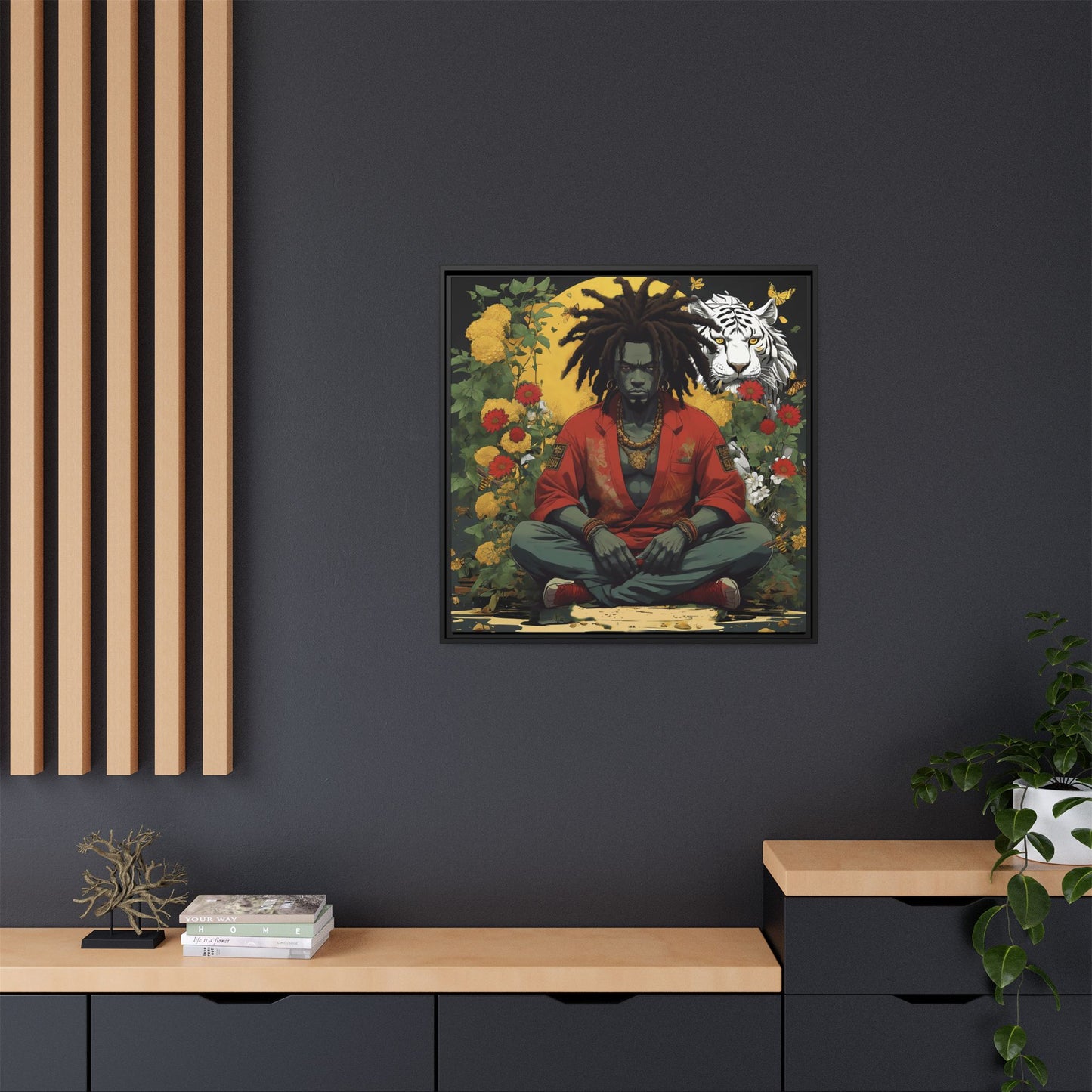 AfroBotRai White Tiger Meditation "Meditation" Canvas Gallery Wraps