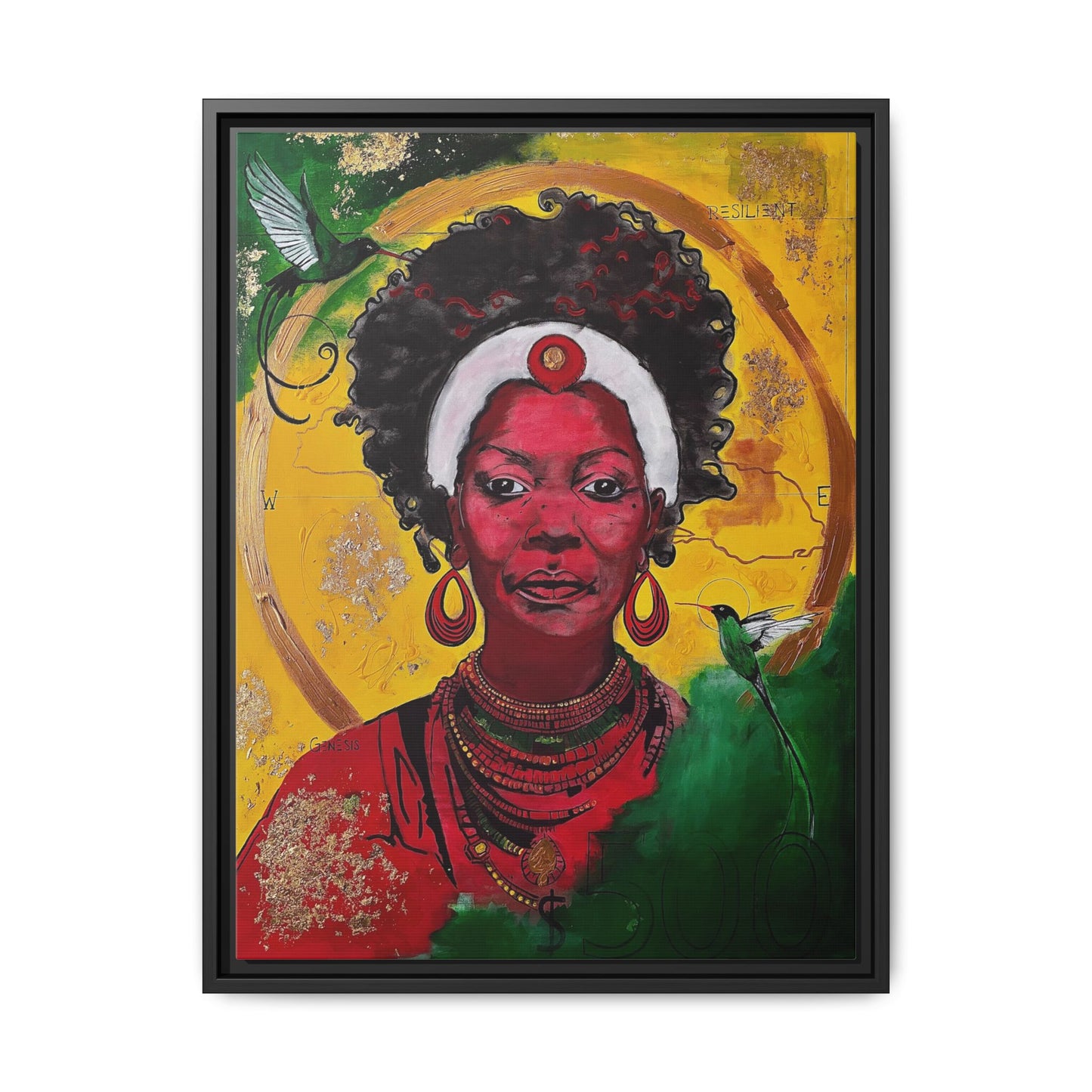 "Love from the Ancestors, meeting in Sun" -Framed Matte Canvas Art