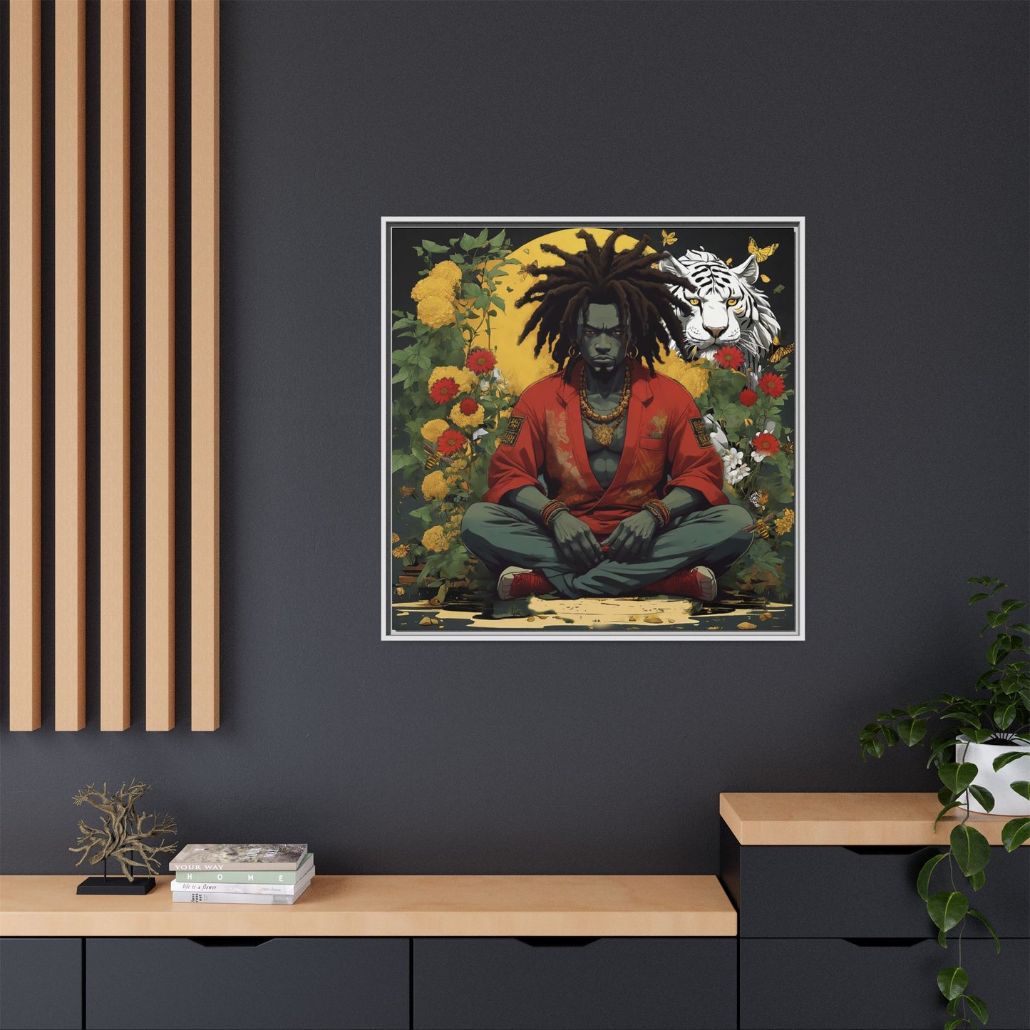 AfroBotRai White Tiger Meditation "Meditation" Canvas Gallery Wraps