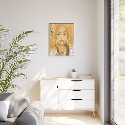 Sade- Gold "Au" Series Framed Canvas Art Multi-Color Wall Decor
