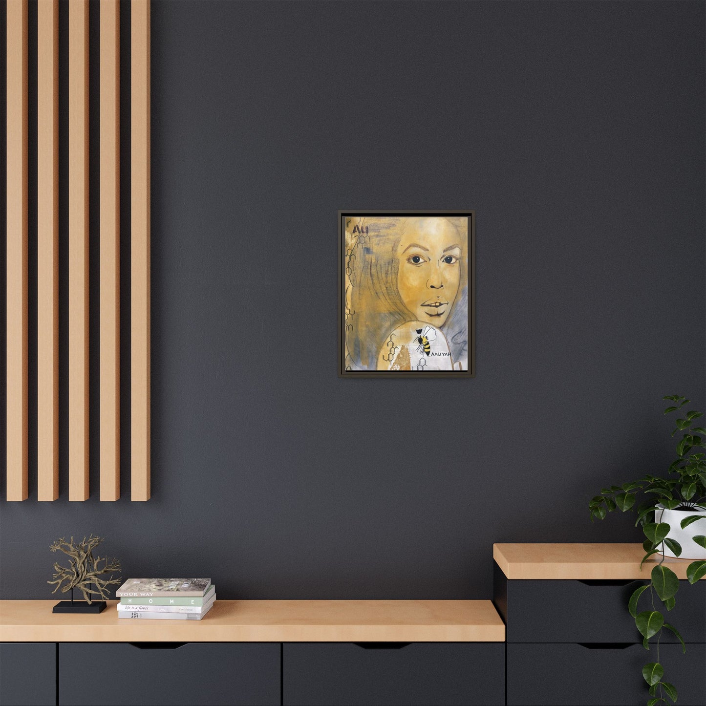 Aaliyah -Multi-Color Framed Matte Canvas