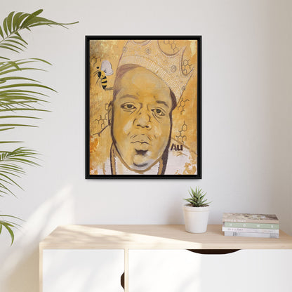 Biggie Smalls - Gold "Au" Series Framed Multi-Color Canvas Art  Hip Hop Culture